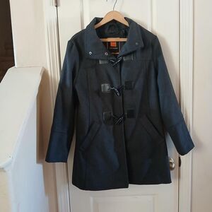 Lady Von Hart dark Grey & Black Wool Blend Toggle Coat with Snaps Size Small